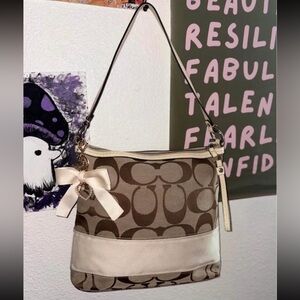 Coach Brown and Cream Shoulder Bag